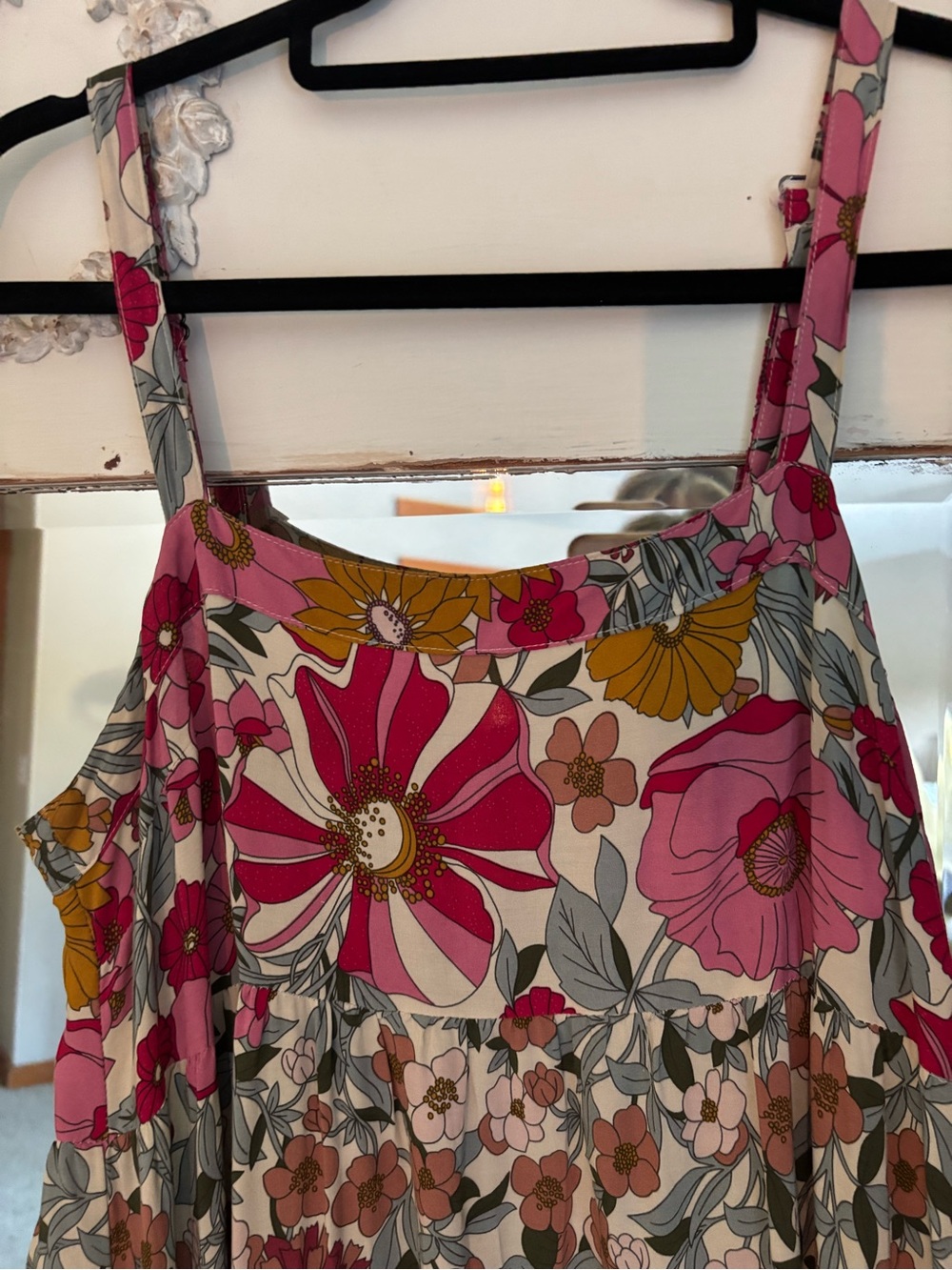 NATURAL LIFE Pink & Mustard Floral Tiered Maxi Sundress - Picture 7 of 10
